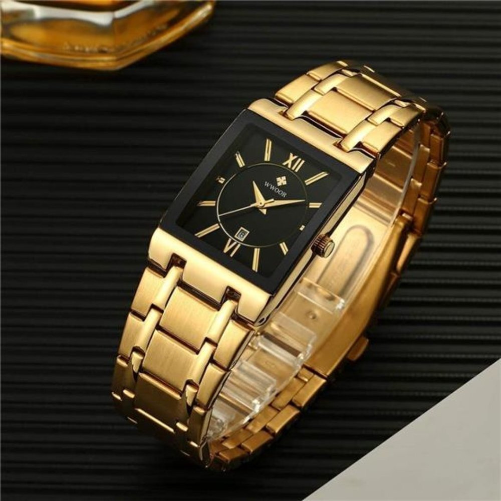 Mens Gold/Black Luxury Business Casual Watch